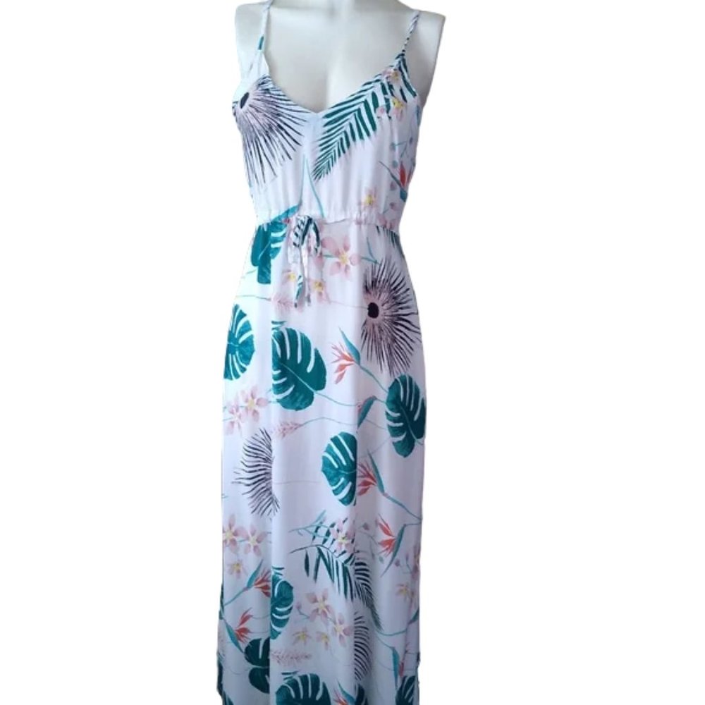 Floral white maxi sundress size M
